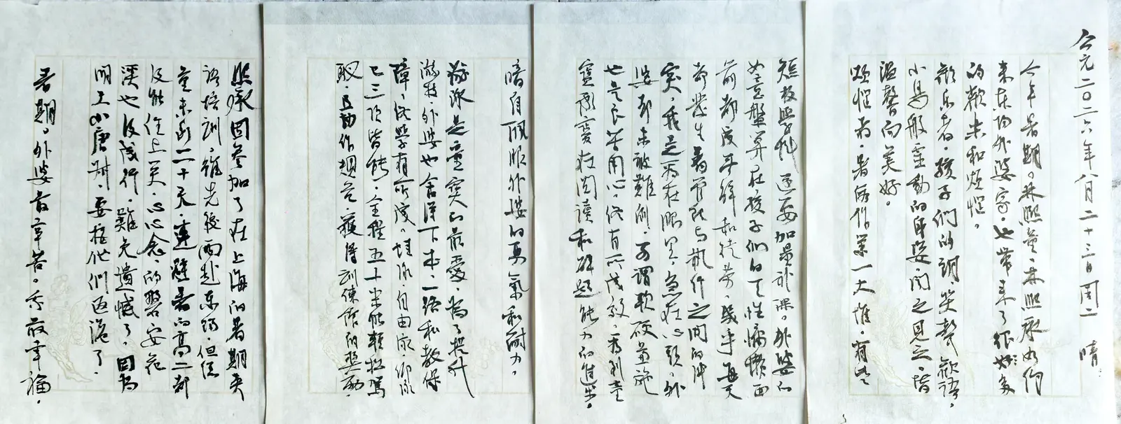 《暑假记事》书法作品全图